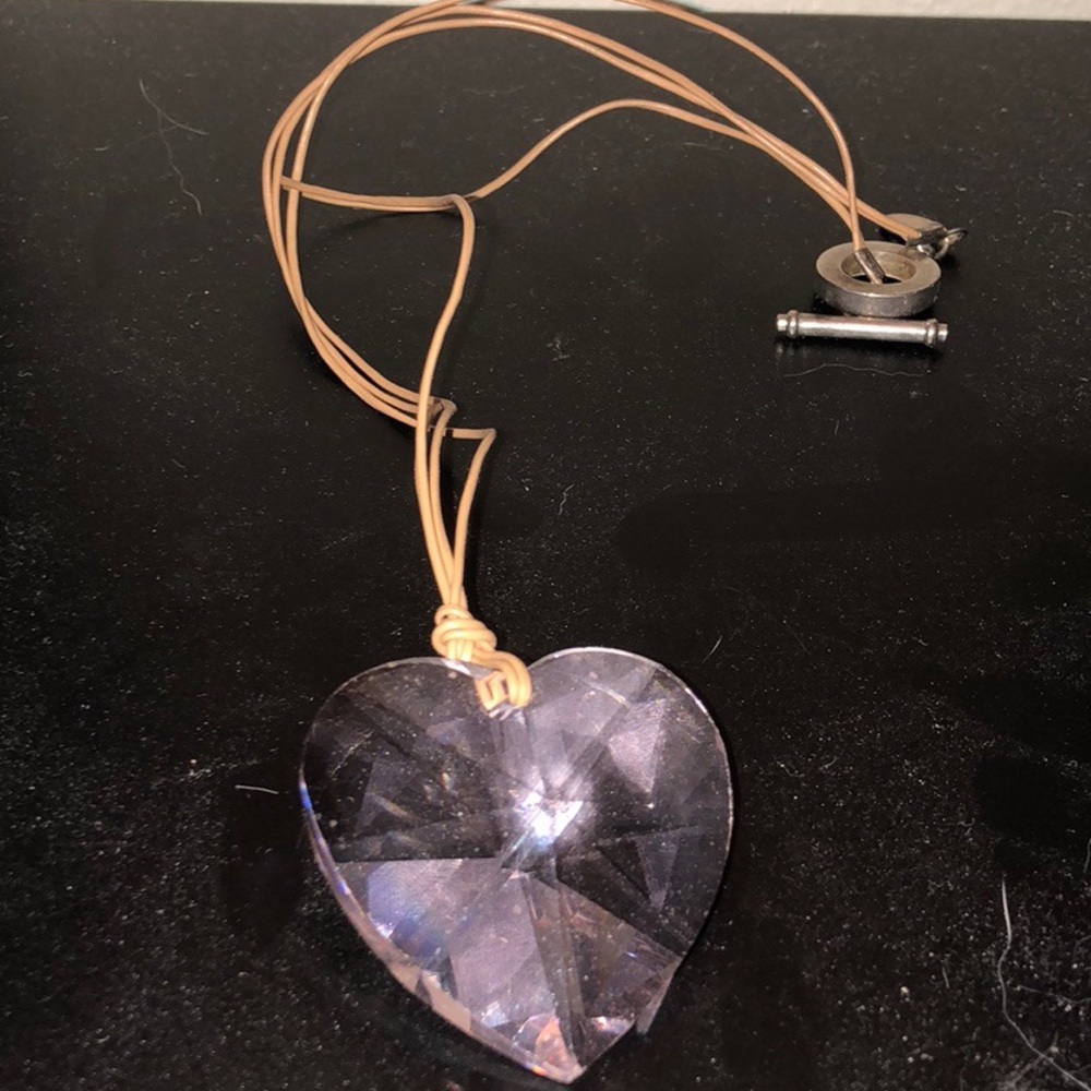 Light Pink REAL Crystal Heart Pendant Necklace
